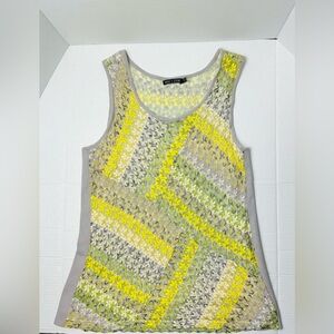 NIC + ZOE WOMEN'S SLEEVELESS V-NECK KNIT SHIRT TANK TOP TUNIC MULTI - Large- EUC